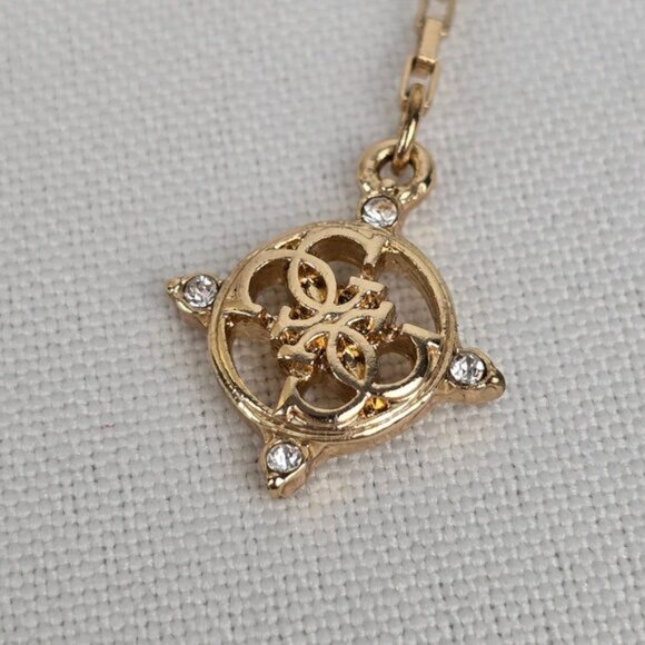 Guess Gold Tobe Faux Pearl Chain Drop Earrings - Picture 2 of 6